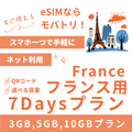 【フランス eSIM】7日間プラン データ容量選択式 プリペイド esim Orange・SFR回線 データ通信専用