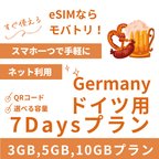 【ドイツ eSIM】7日間プラン データ容量選択式 プリペイド esim Deutsche Telekom・Vodafone回線 データ通信専用