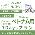 【ベトナム eSIM】7日間プラン データ容量選択式 プリペイド esim VNPT MobiFone回線 データ通信専用