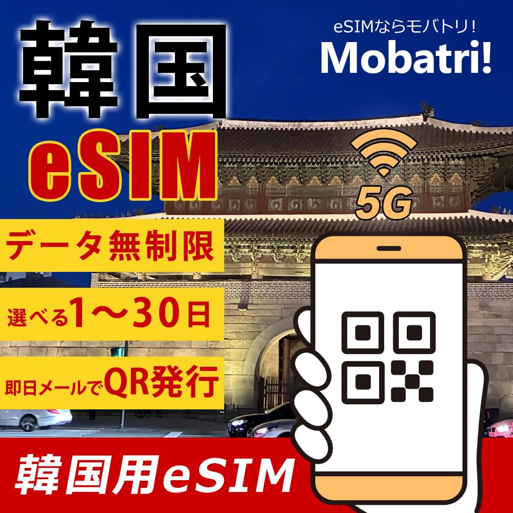 【韓国 eSIM】 無制限プラン 1日～30日 プリペイド esim  KT SKT回線 データ通信専用 5G/4G