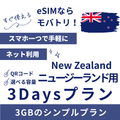 【ニュージーランド eSIM】3日間プラン データ容量選択式 プリペイド esim Spark・Vodafone回線 データ通信専用