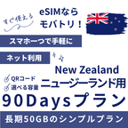 【ニュージーランド eSIM】90日間プラン データ容量選択式 プリペイド esim Spark・Vodafone回線 データ通信専用