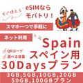 【スペイン eSIM】30日間プラン データ容量選択式 プリペイド esim Vodafone・Orange回線 データ通信専用