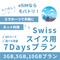 【スイス eSIM】7日間プラン データ容量選択式 プリペイド esim Swisscom・Sunrise回線 データ通信専用